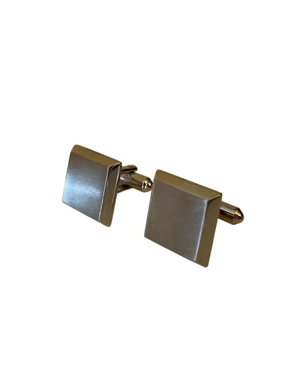 Hickok Square MCM Cuff Links Brushed Silver Tone Vtg  Plain Simple Minimalist